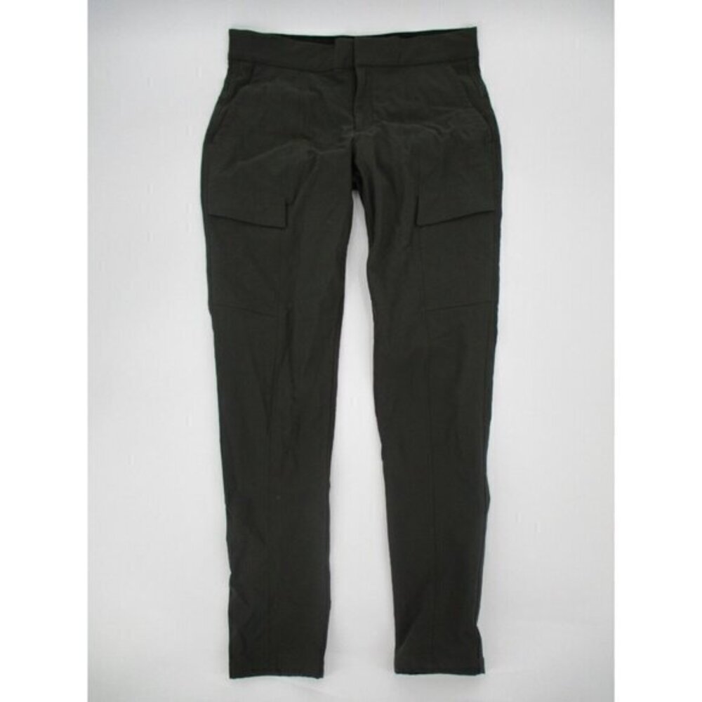 Athleta Womens Pants 6 Olive Green Pockets Zipper Casual Stretchy Business